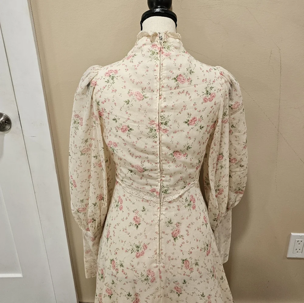 Vintage Floral Prairie Maxi Dress Cottagecore Gunne Sax Inspired - Picture 6 of 12